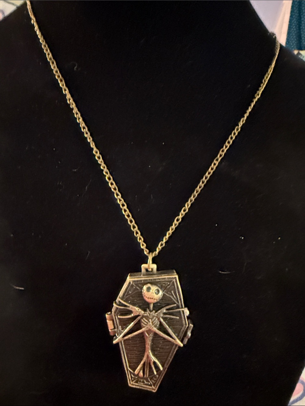 Vintage New 17.5” Womens Jack Skellington Coffin Necklace/Watch
